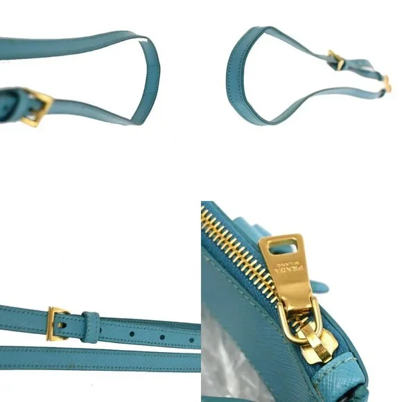 PRADA MILANO Logo 2Way Shoulder Hand Bag Saffiano Leather Blue GHW 12TA271 - Picture 13 of 16